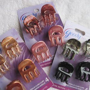 4 Goody Shiny Noelle Claw Clips Small Plastic Jaw Hair Clips Open Center Blonde